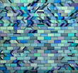 Illustration: 3d mosaic tile brick wall in blue purple pattern 3d mosaic tile brick wall in blue purple pattern