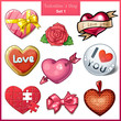 Set of candy hearts icons for Valentine's Day