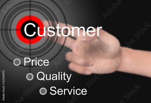Illustration: Hand touch customer concept Hand touch customer concept