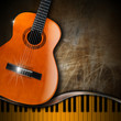 Acoustic Guitar and Piano Grunge Background