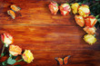 Wooden Background Decorated with Flowers