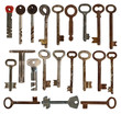 Keys from the door isolated. Collection.