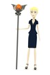 3d render of cartoon character with staff