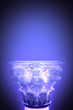 Single greek column isolated on blue