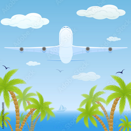 Vector: Plane over sea Plane over sea