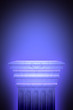 Single greek column isolated on blue