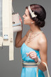 Girl in blue evening dress
