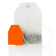 Tea bag isolated on white.