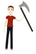 3d render of cartoon character with axe