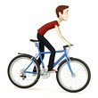 Illustration: 3d render of cartoon character on bicycle 3d render of cartoon character on bicycle