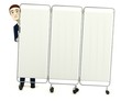 3d render of cartoon character with folding screen