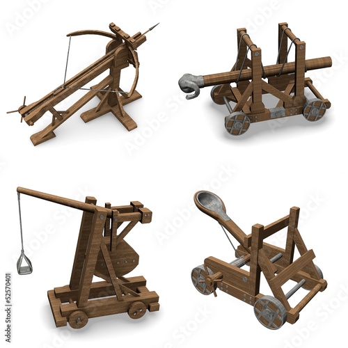 Illustration: collection of 3d renders - siege weapons collection of 3d renders - siege weapons