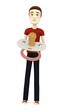 3d render of cartoon character with baby teat