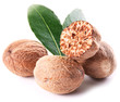 Photo: Nutmeg with leaves. Nutmeg with leaves.