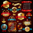 Vector Vintage Gold Commerce Stamps and Label Design Backgrounds