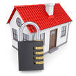 Illustration: Combination lock locks the house Combination lock locks the house