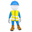 3d white man in overalls