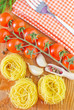 raw pasta and tomato