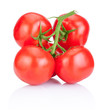 Branch of red tomatoes isolated on white background