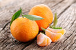 Tangerines with leaves