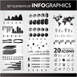 Black and white infographics set. Vector icons.