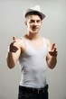 Portrait of a handsome muscular young man