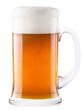 Frosty glass of light beer isolated