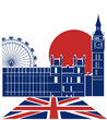 London landmark.Vector background with England flag