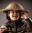 Fine portrait of cute little boy in retro style