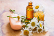 Bar of natural soap, sea salt and oil with camomile