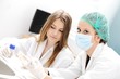 Young science workers research at medical lab