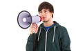 Young man with megaphone