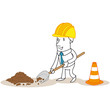 Geschäftsmann, Bauarbeiter, Baustelle, Schaufel