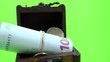 euro money in the chest in green screen