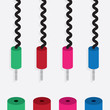 Various electronic plugs in different colors