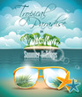 Vector Summer Holiday Flyer Design with Paradise Island