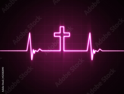 Illustration: Heart monitor with cross Heart monitor with cross