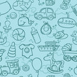 outline seamless pattern for boy