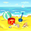 children's toys on the beach