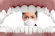 Inside mouth with femal dentist looking close