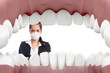 Inside mouth with femal dentist looking