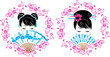 Sakura wreath with a portrait of Asian beautiful girl