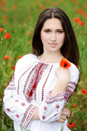 Photo: brunette with poppy brunette with poppy