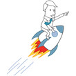 Geschäftsmann, Rakete, Erfolg