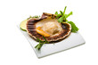 Scallop with asparagus, lime, mint and rosemary