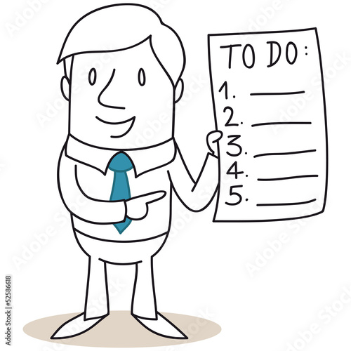 Vector: Geschäftsmann, To-do Liste, Mann, Zettel, Zeitmanagement Geschäftsmann, To-do Liste, Mann, Zettel, Zeitmanagement