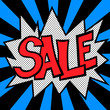 Sale pop art label in vector.