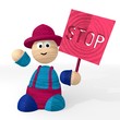 3d render of a wooden stop icon presented from a clown