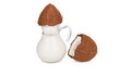 Coconut milk in a jar isloated on white background