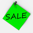 Зелёный листочек с надписью SALE